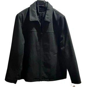 Dockers Peacoat Jacket Black Faux Mock Double Layer Zipper Wool Blend New XL - Picture 1 of 12