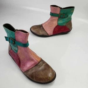 L'Artiste by Spring Step Leather Indigo Boot Patchwork Multicolor 41 US 10 - Picture 1 of 9