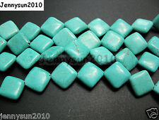 Blue Howlite Turquoise 12mm Diagonal Flat Square Loose Spacer Beads 16 Strand 