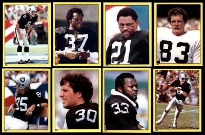 OAKLAND RAIDERS TEAM LOT OF 8 - 1982 TOPPS STICKERS - WILSON, GUY, BRANCH, HAYES - Image 1 of 4