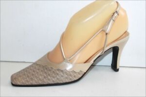 Hampo Ara Court Shoes Flanged Fine all Leather Beige Pearly T 3 UK/35.5 Fr Vgc