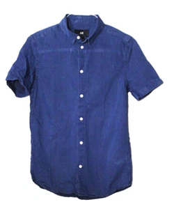 H&M BLUSA DENIM Damas Talla S Azul Oscuro Algodón Ligero Manga Corta - Imagen 1 de 5
