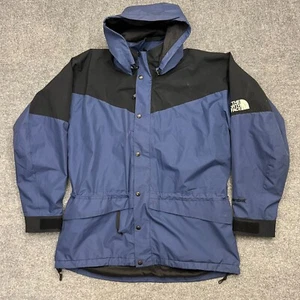 The North Face Hydroseal Parka Jacket Mens Large Black Blue Hood Full Zip - Picture 1 of 11