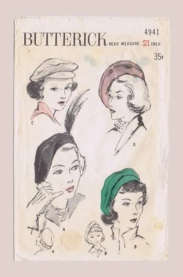 BUTTERICK "4941 BERET Hat Cap Fabric Sewing Pattern Chemo Cancer Alopecia 21" - Image 1 of 3