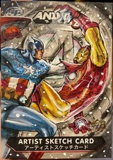 2023 UPPER DECK MARVEL Anime 2 Cap Vs Iron Man SKETCH CARD BY TOLUNAY KESKIN