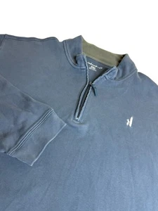 Maglione Johnnie O uomo XXL 1/4 zip blu leggero camicia pullover preppy *LEGGI* - Foto 1 di 11