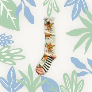 Matilda Jane Girls Knee High Floral Ruffle Socks Size M - Picture 1 of 7