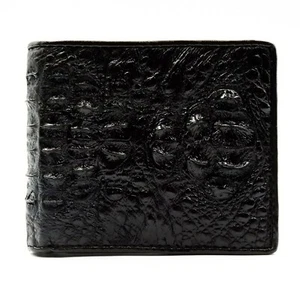 Portafoglio uomo bi-fold in vera pelle di coccodrillo nero nuovo spedizione gratuita - Foto 1 di 12