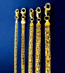 14K Yellow Gold Byzantine Square Box Necklace Bracelet Chain Gold 2mm-5mm 7"-30" - Picture 1 of 11