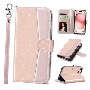 Compatible with iPhone 15 Wallet Case for Women, Premium PU Leather Flip Pink - Picture 1 of 7