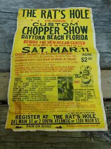 1989 Daytona The Rat's Hole Poster 17th Annual CHopper Show - Picture 1 of 4