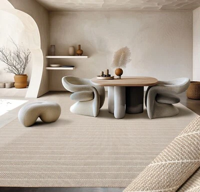 LoomBloom Multi Sizes Tan Hand Woven Flatweave Herringbone New Zealand Wool Rug