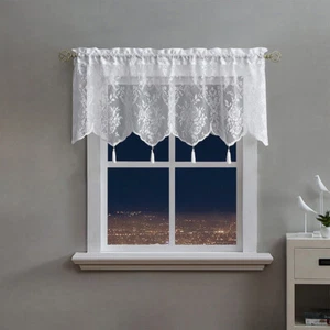 White Lace Sheer Curtains Rod Pocket Window Sheer Voile Curtain Kitchen DecorS - Picture 1 of 20