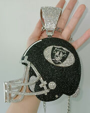 Football Super Bling Helmet Medallion Necklace Pendant 6 inches - All Teams