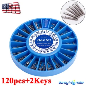Dental Stainless Steel Screw Posts Conical Screw Kits Endo Drill 100pcs+2Keys - Picture 1 of 9