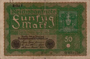 1919 Germany Weimar Republic 50 Mark Banknote - Picture 1 of 2