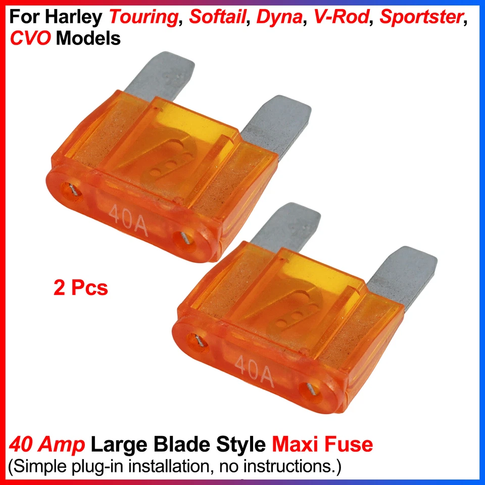 Maxi fusible estilo hoja grande de 40 amperios para Harley Touring/Softail/Dyna/V-Rod Foto 1 de 4