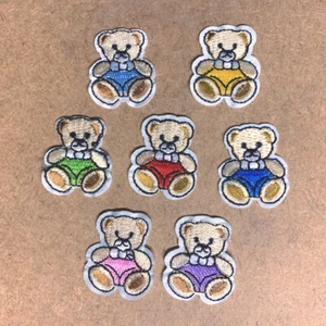 7pcs Teddy Bear Embroidered Patch Cloth Iron On nature motif Applique #1351 - Picture 1 of 2
