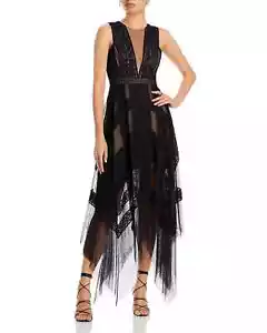 NWT BCBGMAXAZRIA Andi Lace Trim Evening Dress 12 - Picture 1 of 13