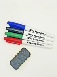 4pk Whiteboard Dry Wipe Pens Markers Slim FINE Tip White Board Drywipe Dry Erase - Picture 1 of 8