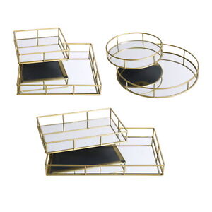 Mirrored Tray Decorative Tealight Candle Plate Vanity Perfume Holder Display 2pc