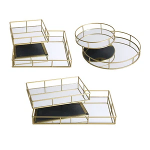 Mirrored Tray Decorative Tealight Candle Plate Vanity Perfume Holder Display 2pc - Picture 1 of 13