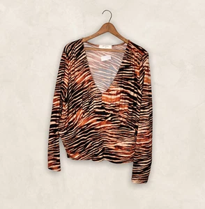 New Altar'd State 2X A Beautiful Soul Arula Zebra Brushed Stretch V-Neck Top - Picture 1 of 4
