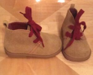 New BABY GAP Brown SUEDE CHUKKA BOOTS Shoes 4 Leather Red Laces Stitching BOYS