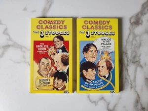 1986 The 3 Stooges Comedy Classics Volume 1 & Volume 2 VHS Movie Video Tapes - Picture 1 of 10