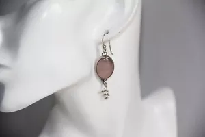 Kim Crocker Sterling Silver Rose Quartz Earrings. Artistically Whimsical - Picture 1 of 8
