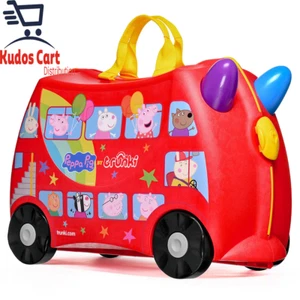 Peppa Pig Party Bus Ride on Hardside Case Kids Toddler Travel Cabin Suitcase Red - Foto 1 di 12