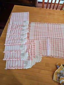 Juego de 12 servilletas de tela vintage de Nueva York 100 % algodón rosa y blanco   - Imagen 1 de 8