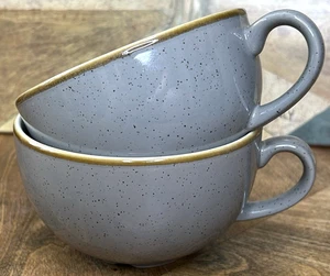 Stonecast 2er Set Cappuccinotassen Becher Churchill England Pfefferkorn grau EUC! - Bild 1 von 10