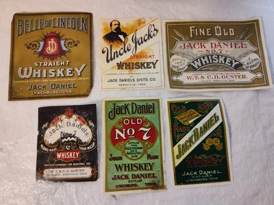 Jack Daniels Whiskey Distillery Reproduction Labels Set - 6 Bottle Labels Advert - Image 1 of 4