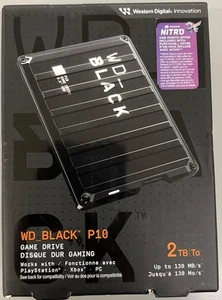 WD_BLACK 2TB P10 Game Drive Portable External Hard Drive HDD-WDBA2W0020BBK-WES1 - Afbeelding 1 van 3