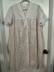 Adonna USA 2pc Sleepwear Nightgown + Duster Robe Set Cotton blend Roses Sz 1 XL - Picture 1 of 14