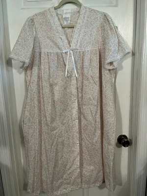 Adonna USA 2pc Sleepwear Nightgown + Duster Robe Set Cotton blend Roses Sz 1 XL - Image 1 of 4