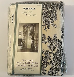Waverly Wellington Country Toile Panel Pair Curtains Drapes Black Cream 84 x 84 - Picture 1 of 17