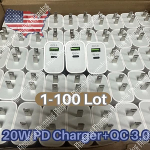 Wholesale Bulk 20W Fast Charger Cube USB C Power Adapter For iPhone iPad Android - Picture 1 of 20