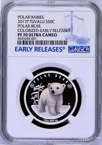 2017 P Tuvalu PROOF Silver Polar Babies Polar Bear NGC PF70 1/2 oz Coin w/OGP ER - Picture 1 of 3