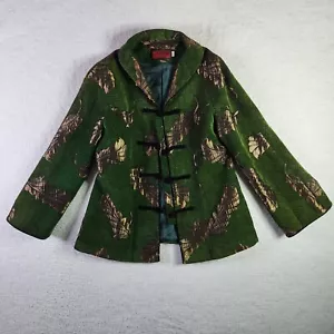 Blazer floral de tweed medio verde marrón chaqueta vintage para mujer clásico al aire libre - Imagen 1 de 9
