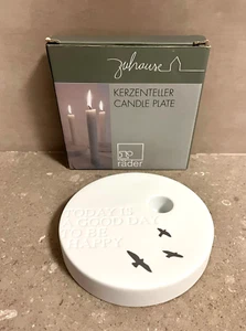 RADER Germany White Porcelain Candle Plate "Today is a Good Day to be Happy" NIB - Picture 1 of 7