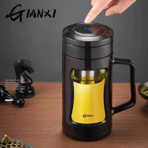 Teetasse mit Sieb, mit LED Display, Büro Tasse, 700ml, Glas, erhitzbar - Bild 1 von 4