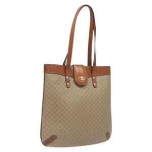 Auténtico bolso de mano de lona CELINE Macadam PVC beige dorado gh027 - Imagen 1 de 21
