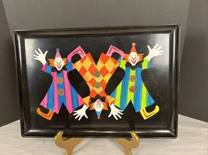 VTG Couroc Monterey CA TRAY  12.5”x18” Colorful 3 Clowns MCM - Picture 1 of 9