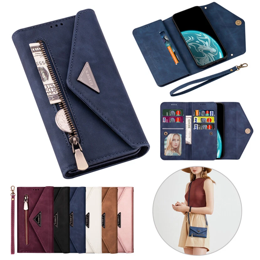 Zip Wallet Case Card Lanyard Flip Cover for Samsung S23+ S22+ S21 S20+ FE Ultra - Image 1 of 4