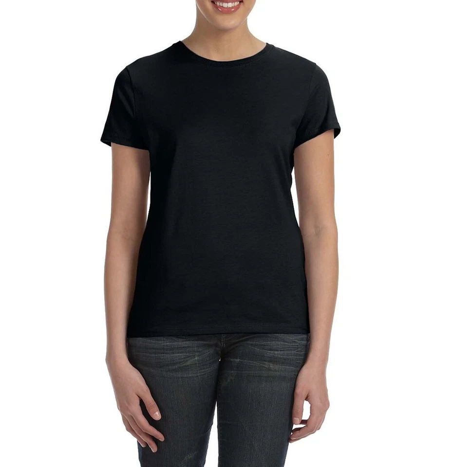 Nueva Camiseta Para Mujer Hanes Nano Manga Corta Algodón Perfecta Negra 4X (28-30 Foto 1 de 1