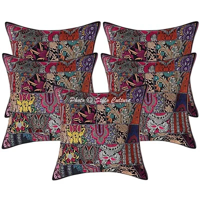 Handwoven Home Decor Cushion Patchwork Vintage Pillow Cover Case Meditation - Image 1 of 4