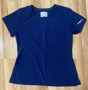 Women's SKECHERS Brand Size Large BLUE SCRUB Top V Neck 2 Front Pockets - Picture 1 of 6