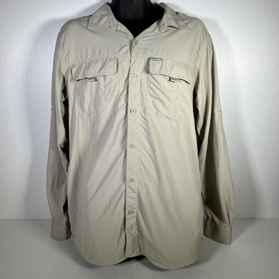 Camisa de senderismo Columbia manga larga con botones para hombre XL crema 58/80 Foto 1 de 4